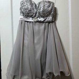 Strapless homemade grey dress